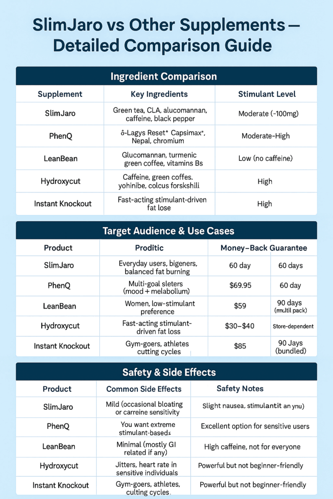 SlimJaro vs Other Supplements