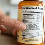 Close up view of a supplement facts label highlighting a proprietary blend section