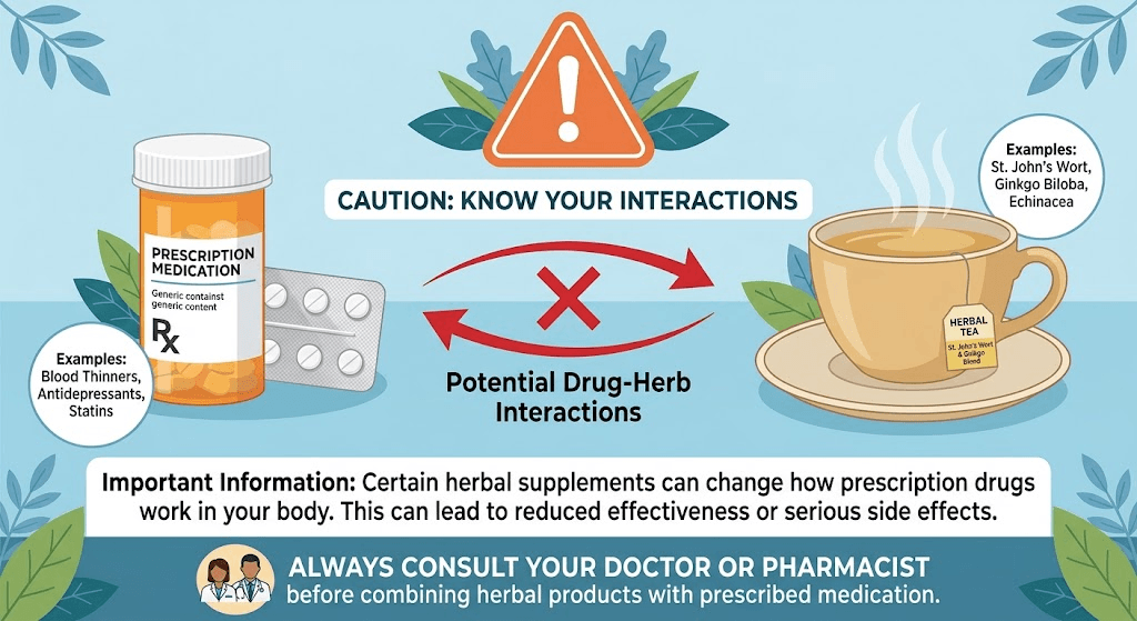 Dietary supplements and prescription medications showing potential drug interactions