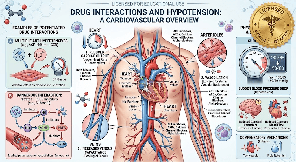 Medical illustration of the human cardiovascular system highlighting the heart and blood vessels