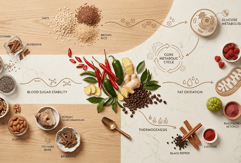 Raw ingredients like cinnamon and berberine used in blood sugar support supplements