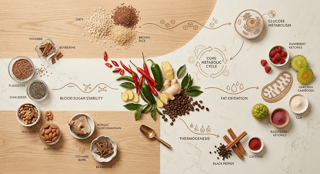 Raw ingredients like cinnamon and berberine used in blood sugar support supplements
